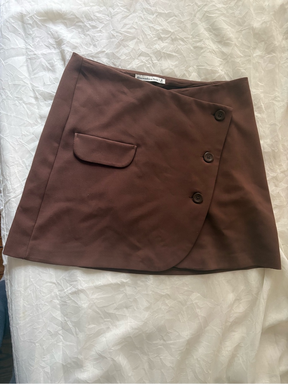 Abercrombie & Fitch Chocolate Brown Asymmetrical Button Mini Skirt